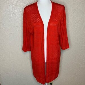 Abito Orange Lace Sweater Open Front Cardigan Women's Size Medium